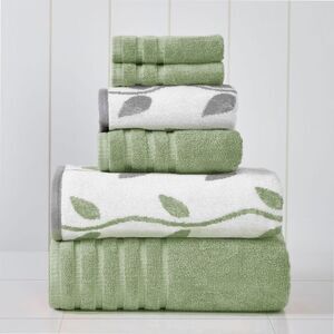 Modern Threads -  100% Cotton Bath Towels Set of 6,Or Green